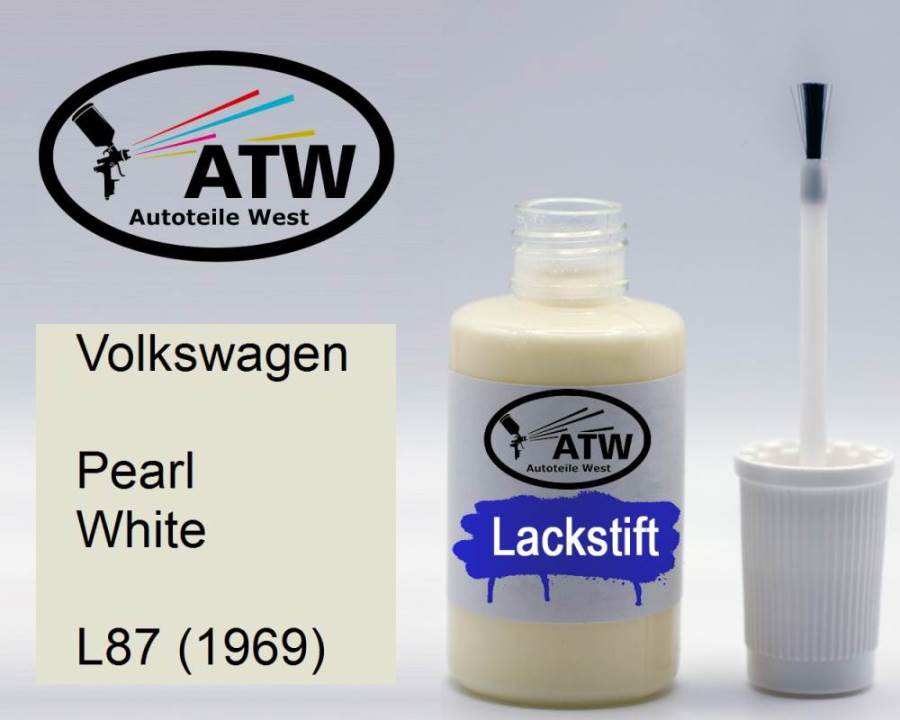 Volkswagen, Pearl White, L87 (1969): 20ml Lackstift, von ATW Autoteile West.